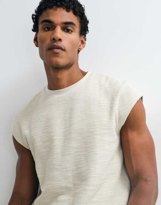 ASOS DESIGN boxy regular fit T-shirt med cap-ærme i stenstruktur, 2 af 5