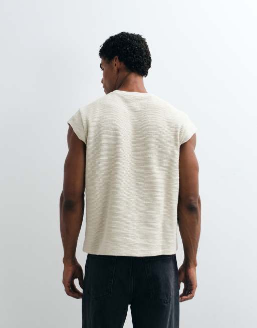 ASOS DESIGN boxy regular fit T-shirt med cap-ærme i stenstruktur, 4 af 5