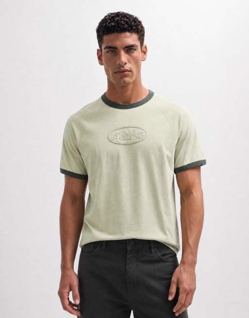 ASOS DESIGN boxy regular ringer T-shirt i vasket grøn, 6 af 10