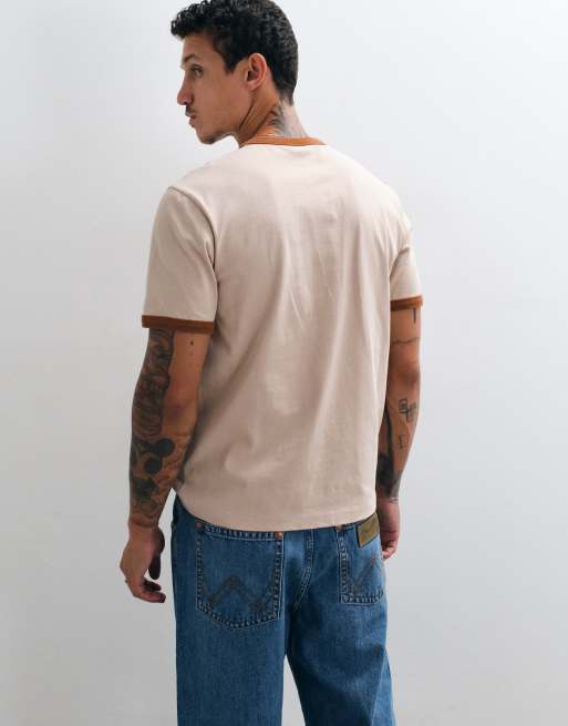 ASOS DESIGN boxy regular ringer T-shirt in gewassen beige, 5 van 5