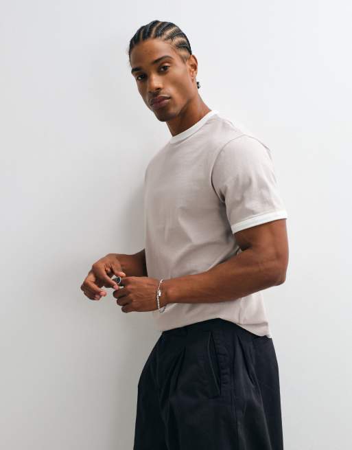 ASOS DESIGN boxy regular ringer t shirt in washed grey, 5 of 10