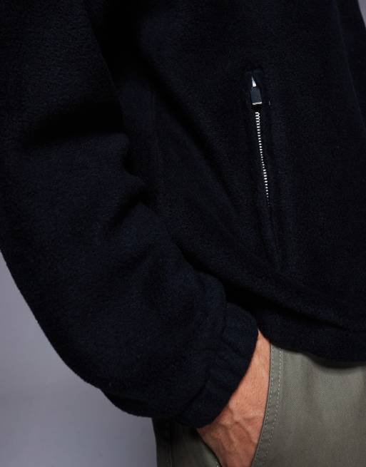 ASOS DESIGN boxy relaxed funnel neck quarter-zip fleece sweatshirt in black, 5 of 5