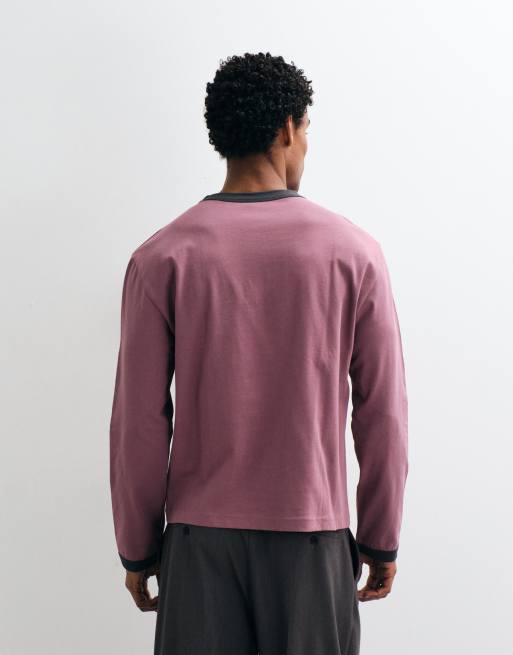 ASOS DESIGN boxy relaxed langærmet ringer med hestegrafik i vasket pink, 4 af 5