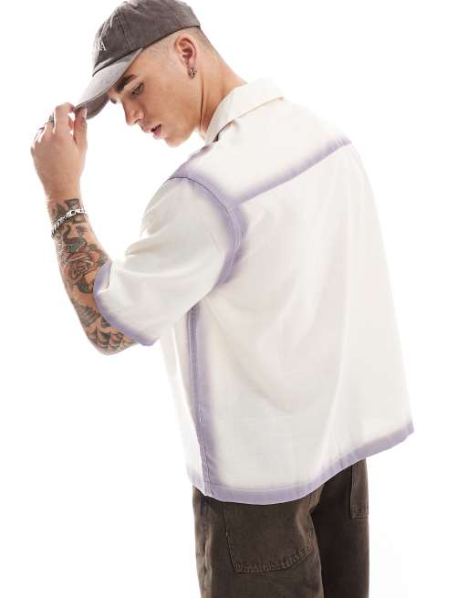 ASOS DESIGN boxy relaxed revere collar shirt in ecru, 4 of 4