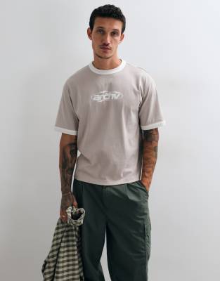 Asos Design Boxy Relaxed Ringer T-shirt In Pink