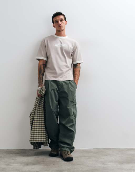 ASOS DESIGN boxy relaxed ringer T-shirt in washed gray, 2 of 5