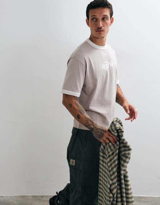 ASOS DESIGN boxy relaxed ringer T-shirt in washed gray, 5 of 5