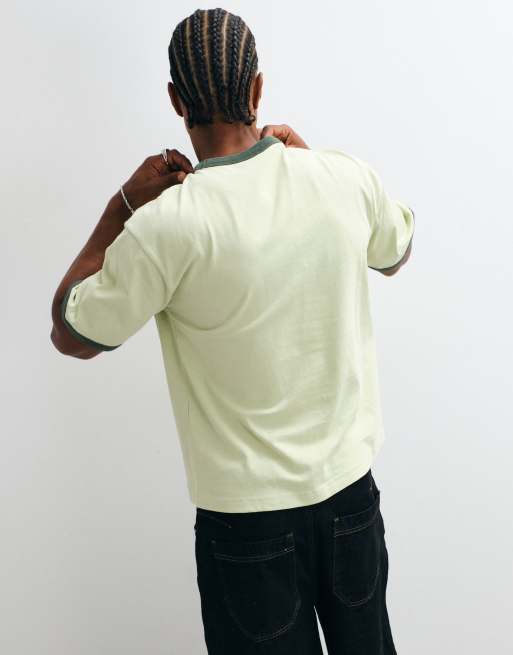 ASOS DESIGN boxy relaxed ringer t-shirt in washed green, 5 of 5