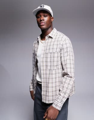 boxy relaxed shirt in neutral check