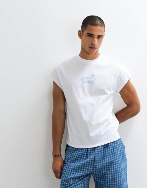 ASOS DESIGN boxy relaxed T-shirt met Los Angeles-opdruk in wit, 2 van 5