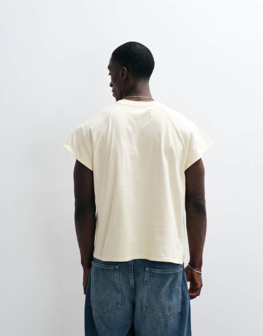 ASOS DESIGN boxy relaxed t-shirt with 80 applique in beige, 5 of 5