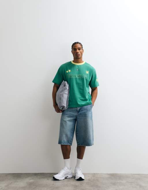 ASOS DESIGN boxy relaxed T-shirt with Brazil graphic in green, 3 of 5