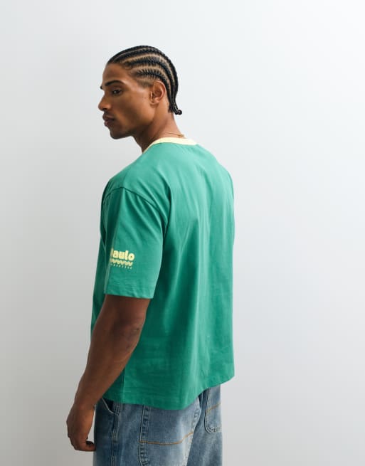 ASOS DESIGN boxy relaxed T-shirt with Brazil graphic in green, 5 of 5