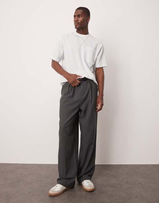 ASOS DESIGN boxy relaxed t-shirt with chest pocket in blue and white textured stripe, 4 of 4