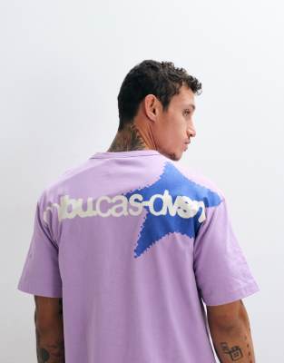 Asos Design Boxy Relaxed T-shirt With Star Graphic In Purple