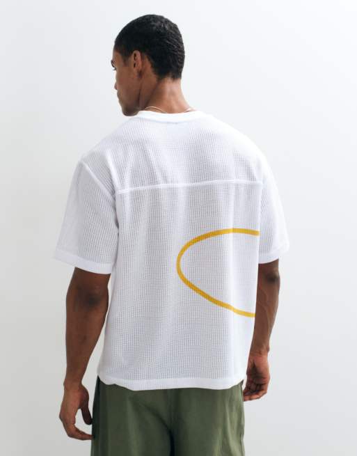 ASOS DESIGN boxy relaxed t-shirt with star print in white athletic mesh, 5 of 5