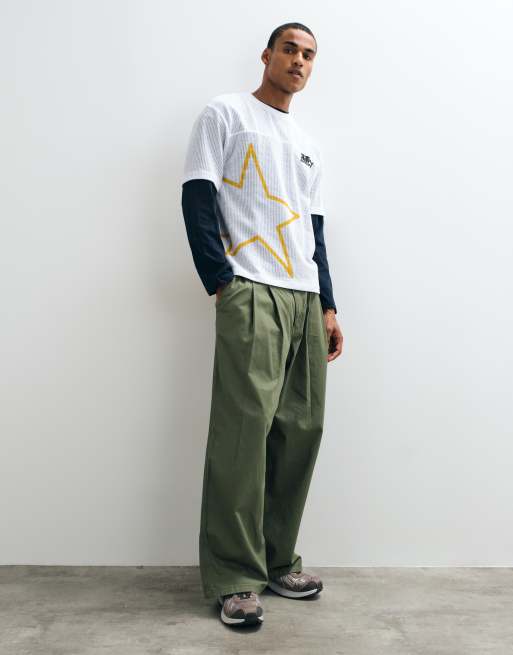 ASOS DESIGN boxy relaxed t-shirt with star print in white sport mesh, 3 of 5