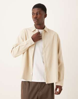 Asos Design Boxy Relaxed Textured Shirt In White