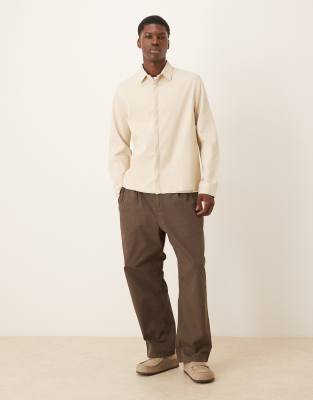 Asos Design Boxy Relaxed Textured Shirt In White