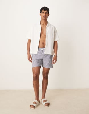 ASOS DESIGN boxy revere seersucker shirt in white