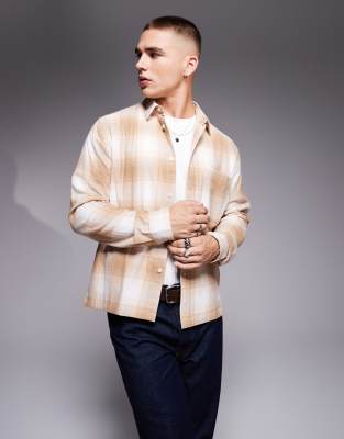 boxy shirt in neutral check