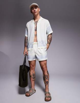 Asos Design Boxy Shirt With Border Print