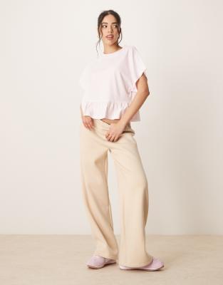 Asos Design Boxy Short Sleeve Linen Look Peplum T-shirt