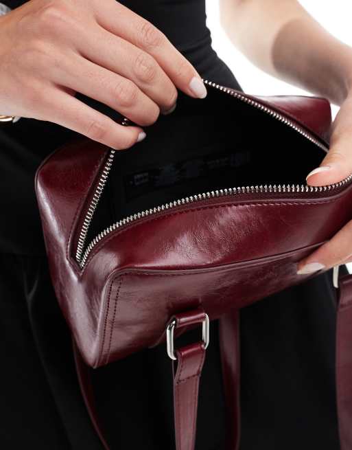 ASOS DESIGN boxy shoulder bag in burgundy