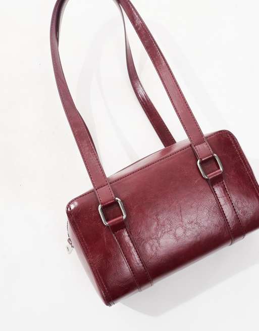 ASOS DESIGN boxy shoulder bag in burgundy, 3 of 4