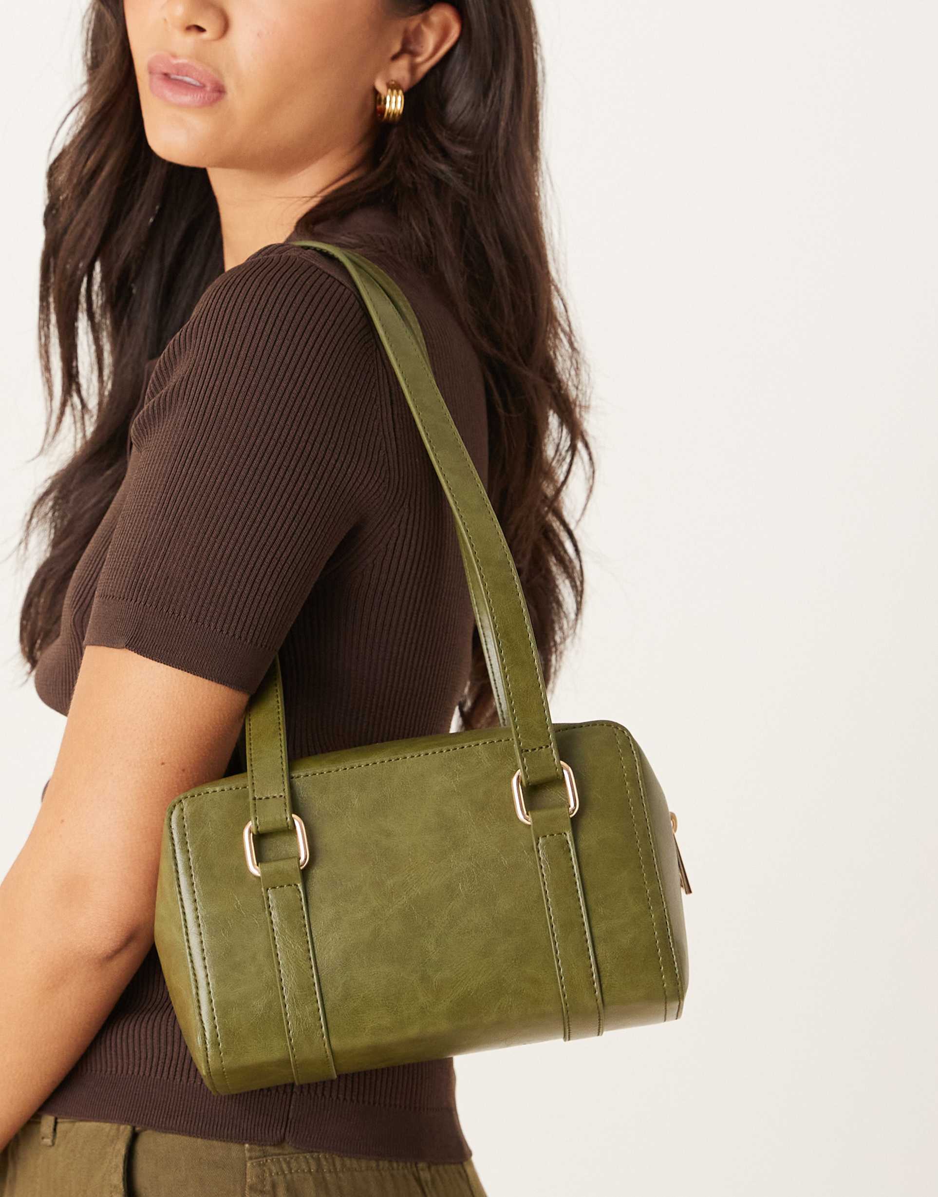 asos design boxy shoulder bag in olive