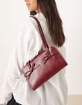 [ASOS DESIGN] ASOS DESIGN boxy shoulder bag with bows in burgundy-Red No Size BURGUNDY