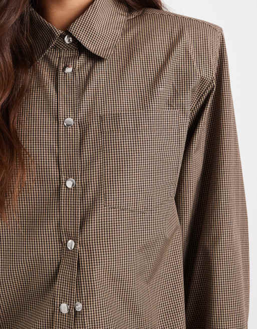 ASOS DESIGN boxy shoulder pad shirt in check, 4 of 4
