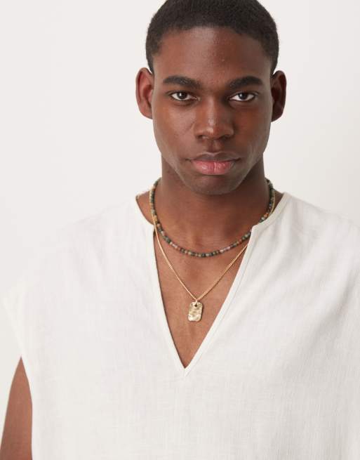 ASOS DESIGN boxy sleeveless overhead linen-blend shirt in white