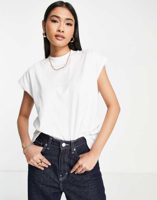 sleeveless white t shirt womens