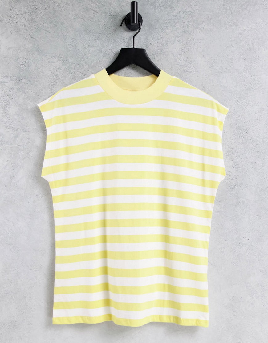 ASOS DESIGN boxy sleeveless T-shirt in yellow stripe