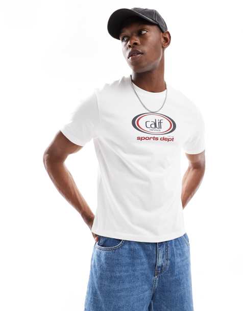 ASOS DESIGN boxy standard fit t-shirt with athletic graphic in off white - view 1