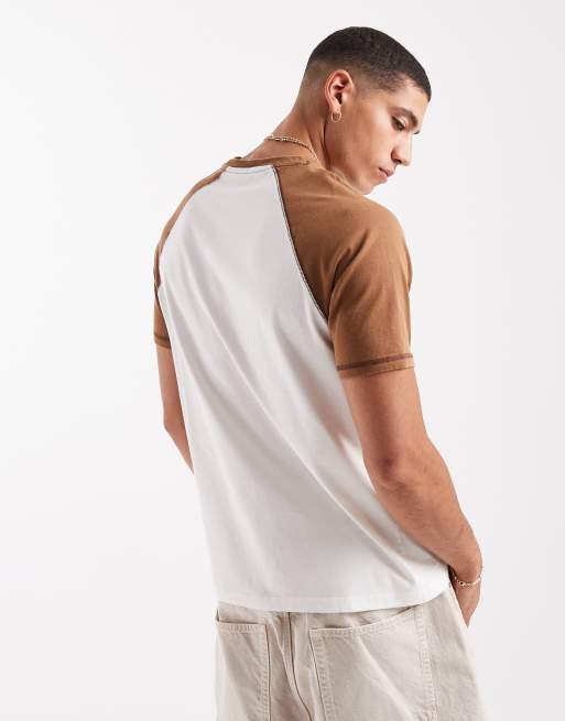 ASOS DESIGN boxy standard fit t-shirt with front graphic in white and brown, 3 of 4