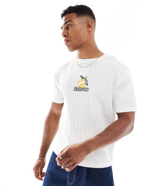ASOS DESIGN boxy standard fit t-shirt with fruit embroidery in white - view 1