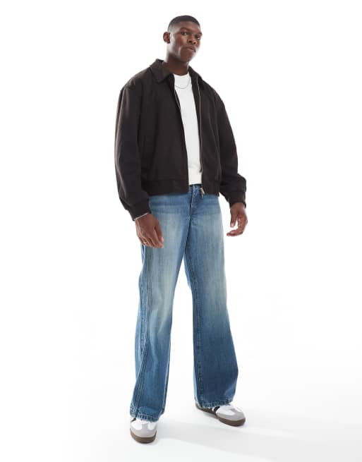 ASOS DESIGN - Blouson Harrington coupe carrée en suédine - Marron