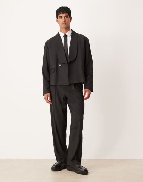 ASOS DESIGN boxy suit in black jacquard - view 1