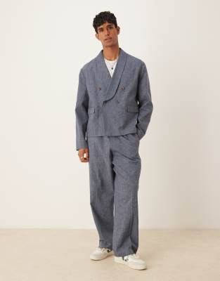 ASOS DESIGN boxy suit in blue pinstripe - view 1