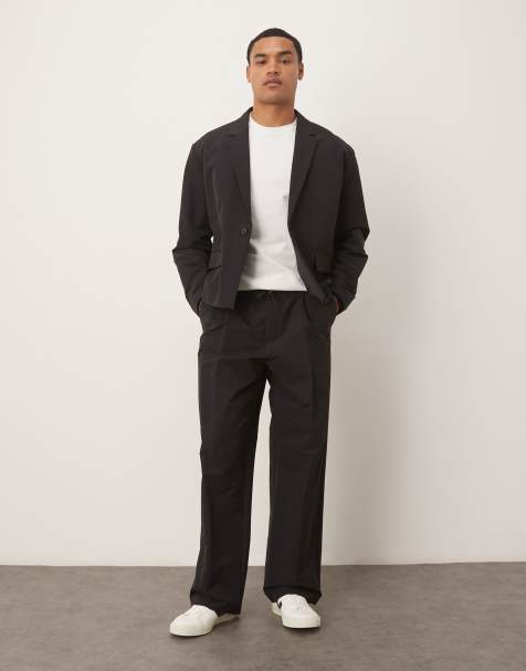 ASOS DESIGN boxy suit in casual black tech fabric - view 1