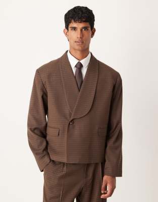 Asos Design Boxy Suit Jacket In Brown