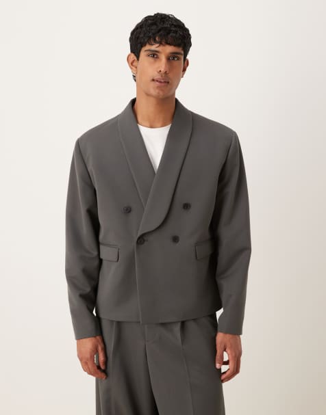ASOS DESIGN boxy suit jacket in charcoal twill - view 1