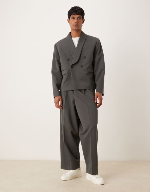 ASOS DESIGN boxy suit jacket in charcoal twill