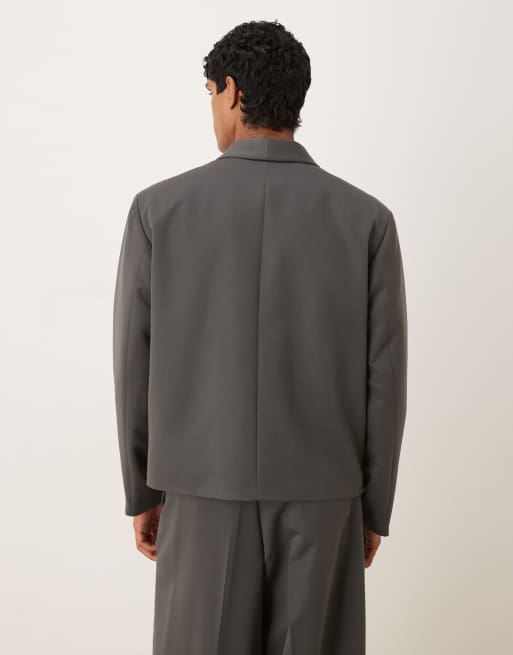 ASOS DESIGN boxy suit jacket in charcoal twill