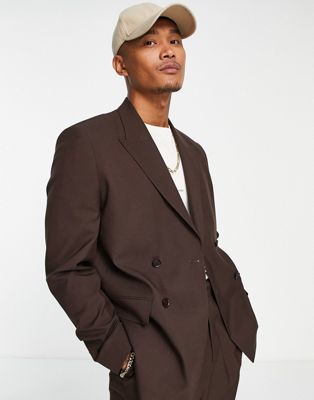ASOS DESIGN boxy suit jacket in chocolate brown