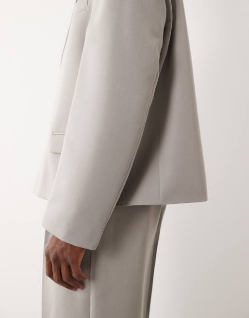 ASOS DESIGN boxy suit jacket in light grey, 4 of 5