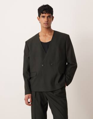 Asos Design Boxy Suit Jacket In Black