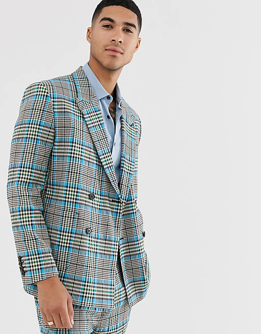 ASOS DESIGN boxy suit jacket with color pop check | ASOS